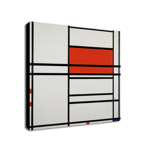Composition No. 4 with Red and Blue Wall Art by Piet Mondrian - Framed Canvas Wall Art Print - Various Sizes