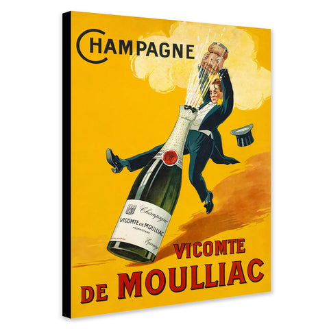 Champagne Vintage Wall Art - Canvas Wall Art Framed Print - Various Sizes