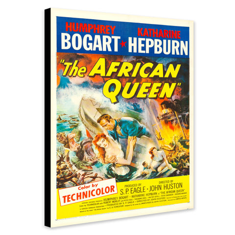 The African Queen - Bogart - Hepburn Movie Art - Canvas Wall Art Framed Print - Various Sizes