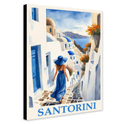 Santorini - Greece Wall Art - Canvas Wall Art Framed Print - Various Sizes