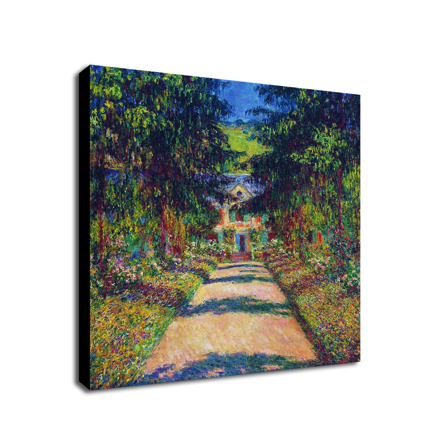 Pathway In Monet's Garden At Giverny by Claude Monet - Framed Canvas Wall Art Print - Various Sizes