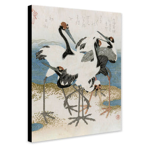 Five Cranes - Vintage Japanese Wall Art by Kubota Shunman - Canvas Wall Art Framed  Print - Various Sizes