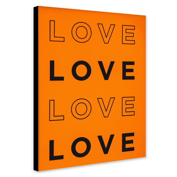 Love - Orange Wall Art - Canvas Wall Art Framed Print - Various Sizes