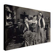 Charlie Chaplin Barbers - Movie Wall Art - Canvas Wall Art Framed Print - Various Sizes