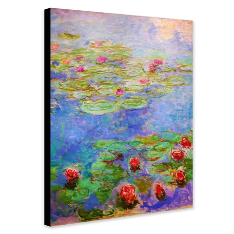 Water Lilies Red - Wall Art by Claude Monet - Canvas Wall Art Framed Print - Various Sizes