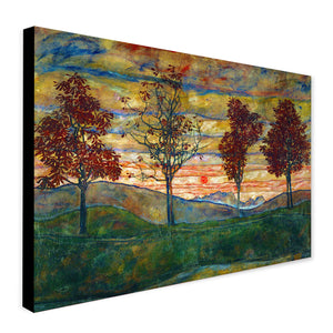 Four Trees Abstract Wall Art by Egon Schiele - Canvas Wall Art Framed Print - Various Sizes