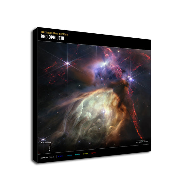 NASA - James Webb Telescope - Rho Ophiuchi (NIRCam Compass Image) Wall Art - Framed Canvas Wall Art Print - Various Sizes