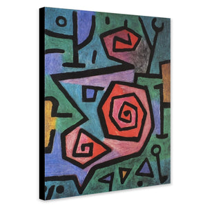 Heroic Roses - Abstract Art by Paul Klee - Canvas Wall Art Framed Print - Various Sizes