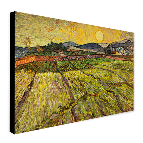 Enclosed Field with Rising Sun The Wheat Field by Vincent Van Gogh Wall Art - Canvas Wall Art Framed Print - Various Sizes