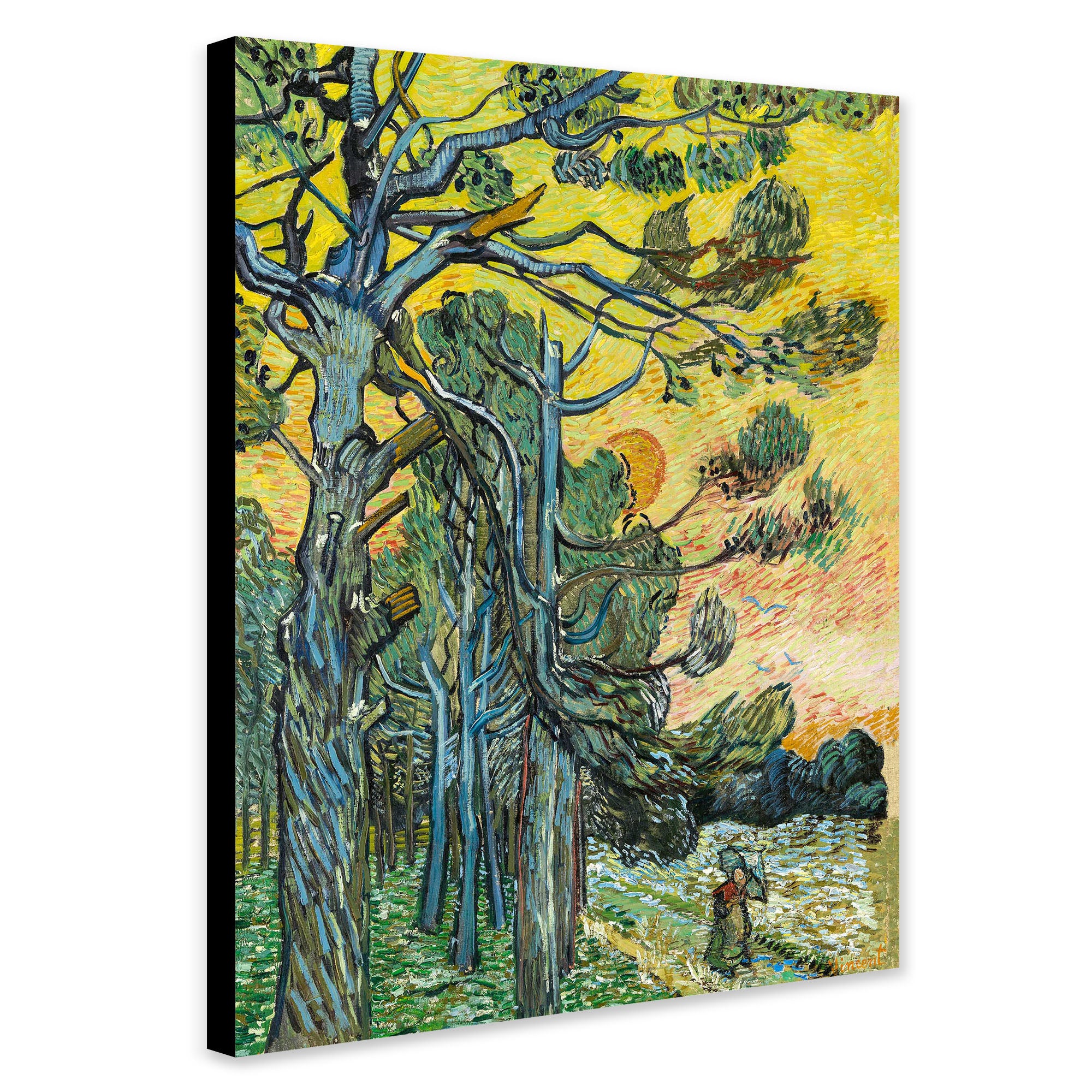 Pine Trees Against An Evening Sky by Vincent Van Gogh - Canvas Wall Art Framed Print - Various Sizes