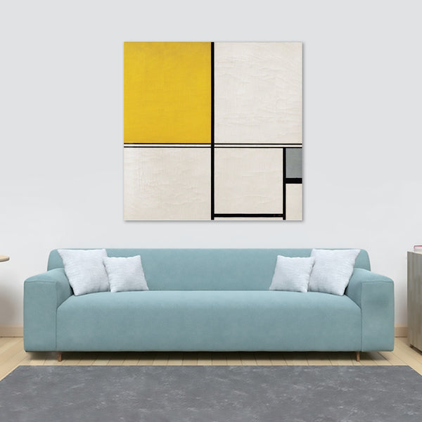 Piet Mondrian - Composition with Double Line and Yellow and Grey (Composition B) Wall Art - Framed Canvas Wall Art Print - Various Sizes