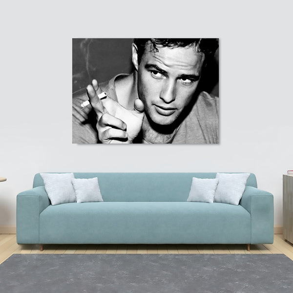 Young Marlon Brando - Movie Art - Canvas Wall Art Framed Print - Various Sizes