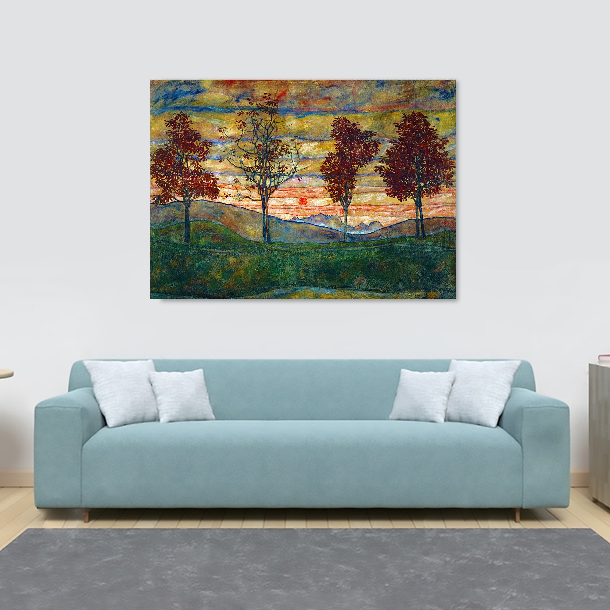 Four Trees Abstract Wall Art by Egon Schiele - Canvas Wall Art Framed Print - Various Sizes