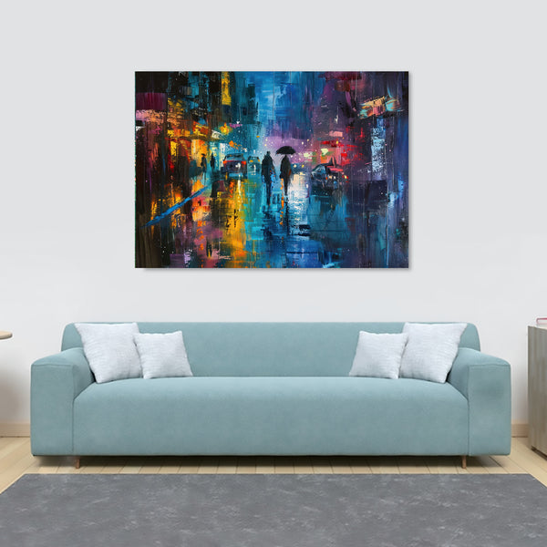 City Night Scene Cityscape Wall Art - Canvas Wall Art Framed Print - Various Sizes