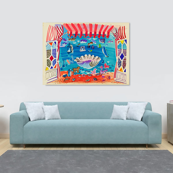 Theater Curtain For Ballet - Palm Beach by Raoul Dufy - Canvas Wall Art Framed Print - Various Sizes