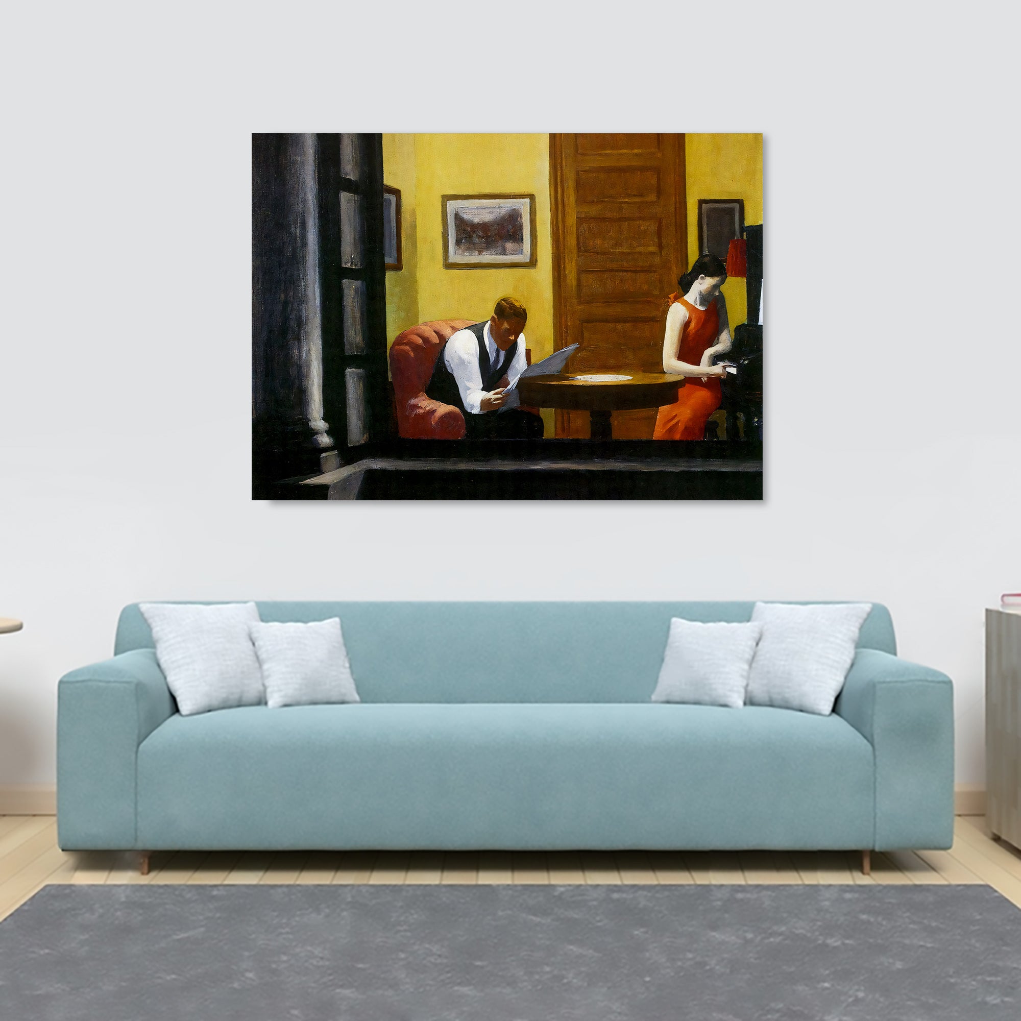 Room In New York - Wall Art by Edward Hopper - Canvas Wall Art Framed Print - Various Sizes