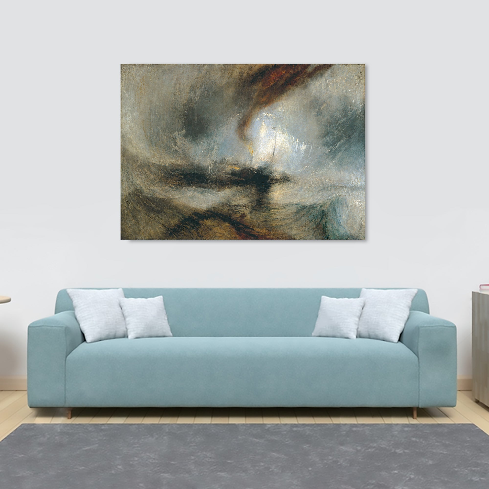 Snow Storm Steam Boat Off A Harbour's Mouth by J.M.W Turner - Canvas Wall Art Framed Print - Various Sizes