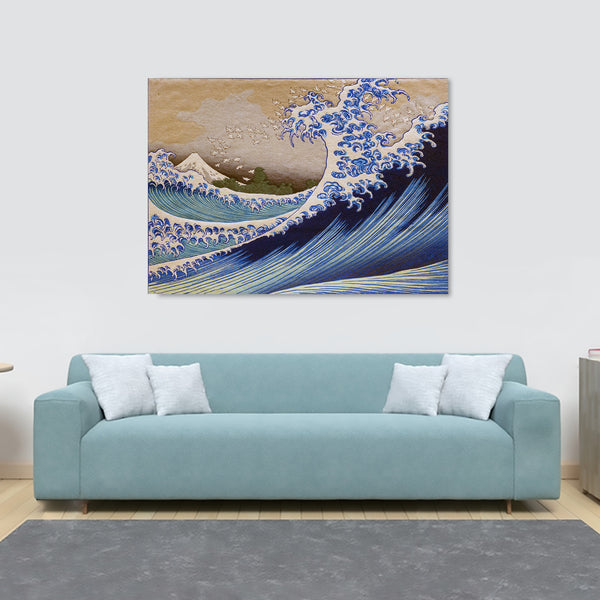 Fuji From The Sea - Vintage Japanese Art by Hokusai - Canvas Wall Art Framed Print - Various Sizes