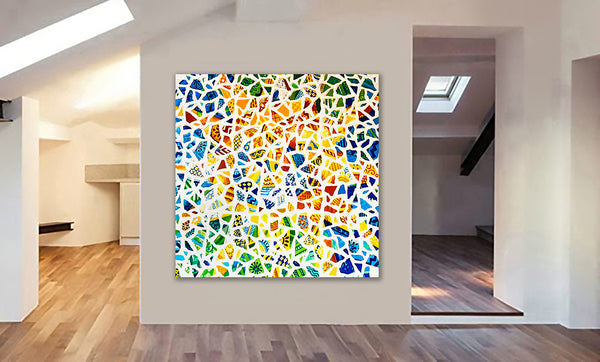 Cracked Mosaic - Abstract Wall Art - Framed Canvas Wall Art Print - Various Sizes