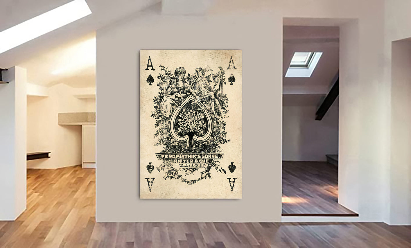 Ace Of Spades Vintage Playing Card Wall Art - Various Sizes