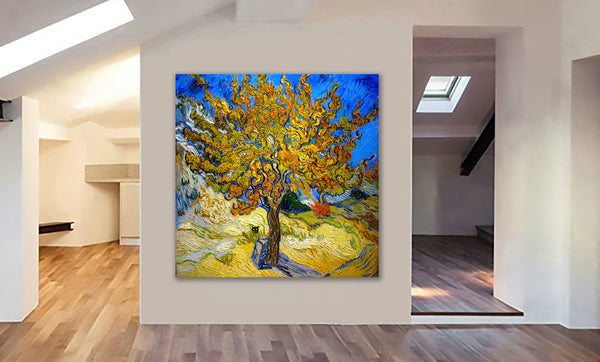 Mulberry Tree - Vincent Van Gogh With Black Cat - Funny Wall Art - Framed Canvas Wall Art Print - Various Sizes