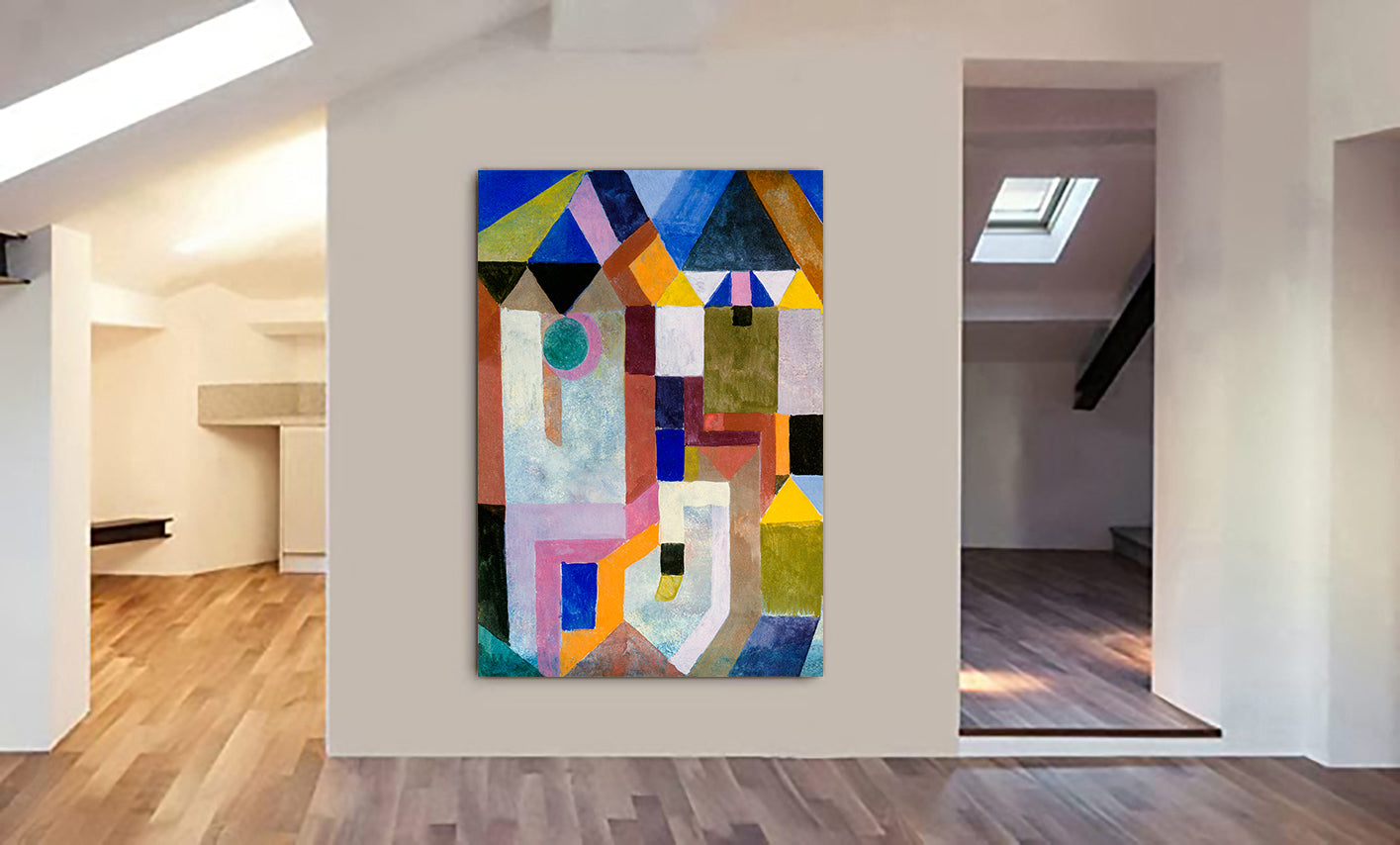 Colourful Architecture Wall Art by Paul Klee 1917 - Canvas Wall Art Framed Print - Various Sizes