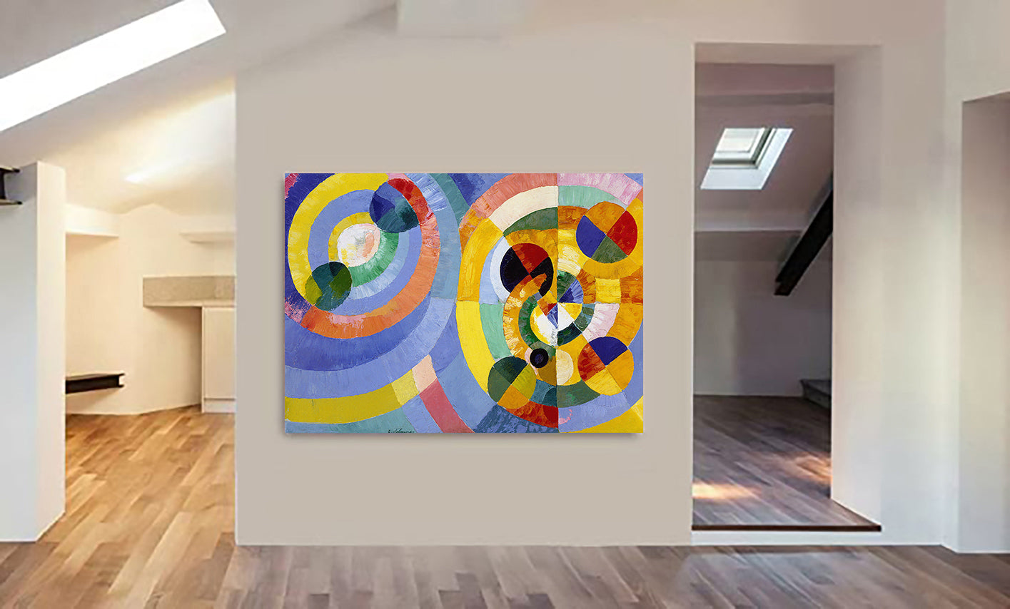Circular Forms Abstract Art by Robert Delaunay - Canvas Wall Art Framed Print - Various Sizes