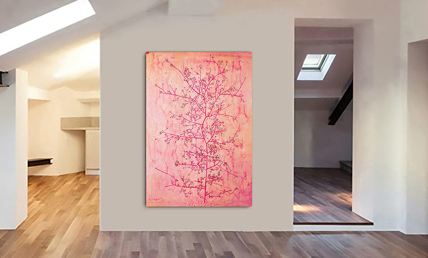 Pink Spring In Deep Winter - Abstract Art by Paul Klee - Canvas Wall Art Framed Print - Various Sizes