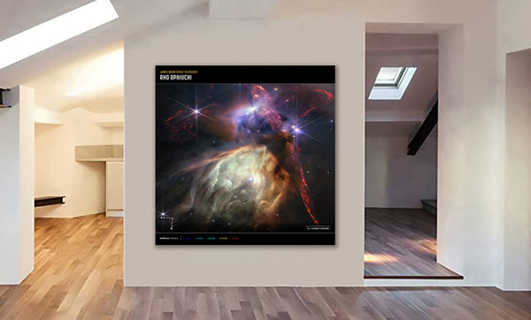 NASA - James Webb Telescope - Rho Ophiuchi (NIRCam Compass Image) Wall Art - Framed Canvas Wall Art Print - Various Sizes