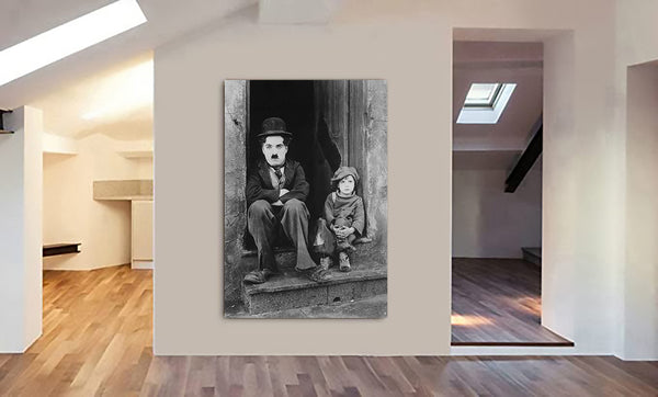 Charlie Chaplin - The Kid - Movie Wall Art - Canvas Wall Art Framed Print - Various Sizes