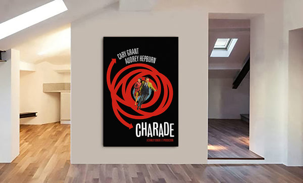 Charade Movie - Cary Grant - Audrey Hepburn - Film Wall Art - Canvas Wall Art Framed Print - Various Sizes