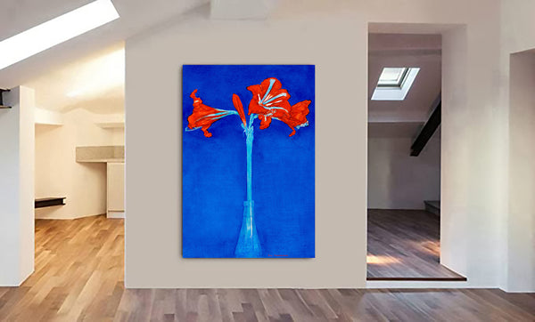 Amaryllis Flower Abstract Art by Piet Mondrian - Canvas Wall Art Framed Print - Various Sizes