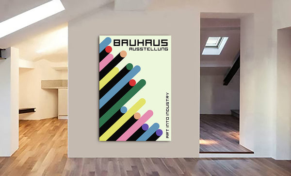 Bauhaus Ausstellung Geometric Tubes - Canvas Wall Art Framed Print - Various Sizes