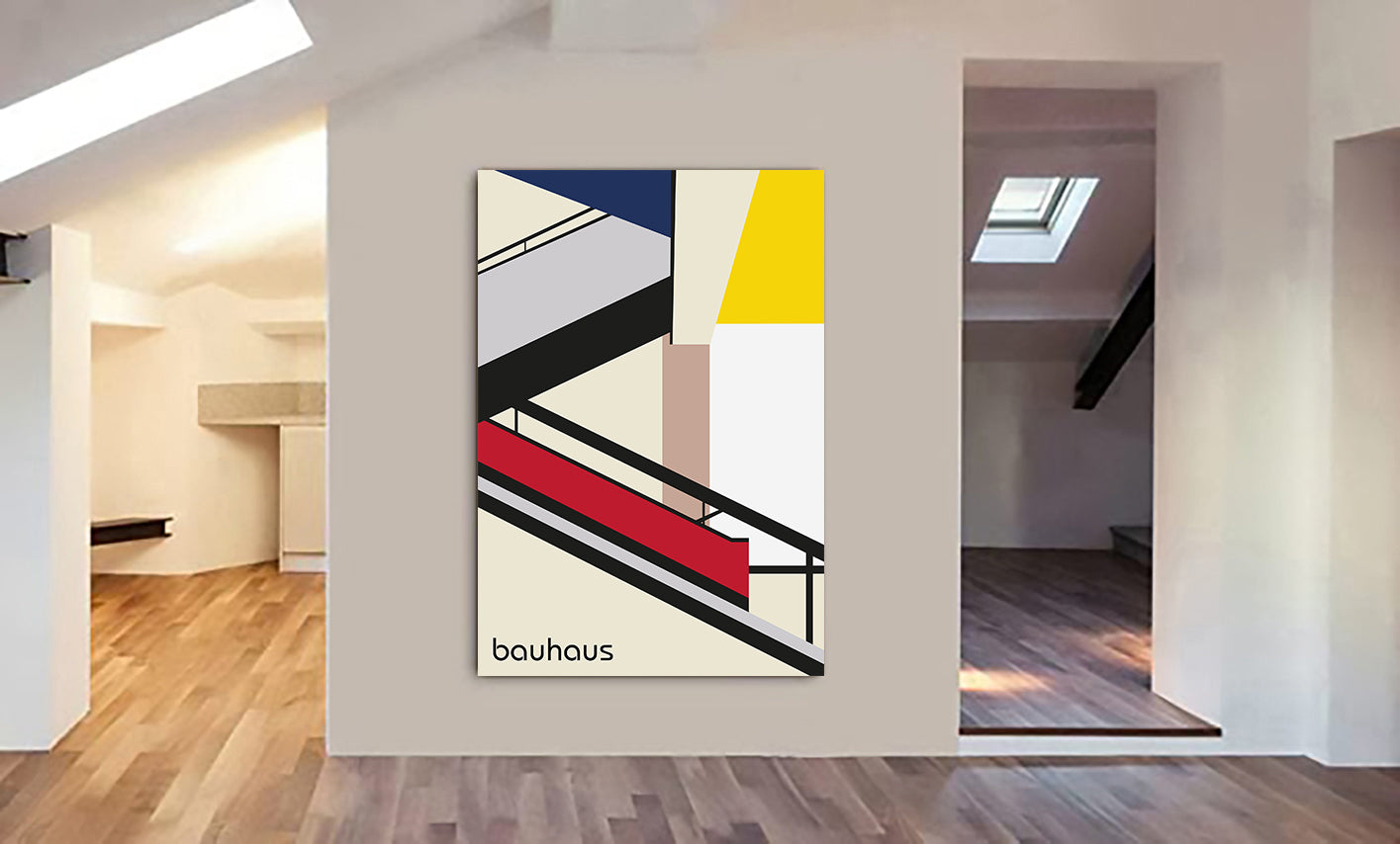 The Bauhaus Staircase Wall Art - Canvas Wall Art Framed Print - Various Sizes