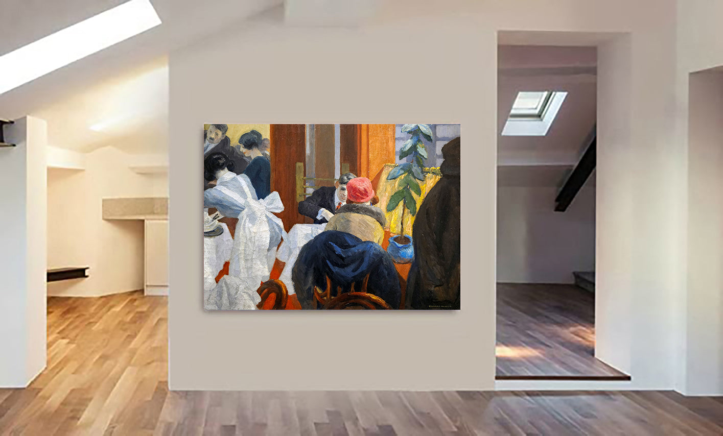 New York Restaurant - Wall Art by Edward Hopper - Canvas Wall Art Framed Print - Various Sizes