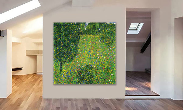 Landscape Garden Meadow In Flower by Gustav Klimt - Framed Canvas Wall Art Print - Various Sizes
