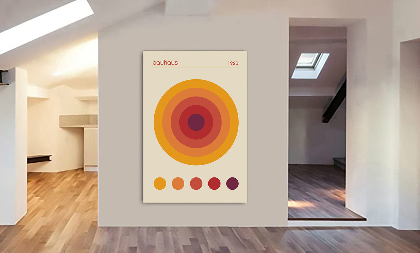 Bauhaus Concentric Circles Wall Art - Canvas Wall Art Framed Print - Various Sizes