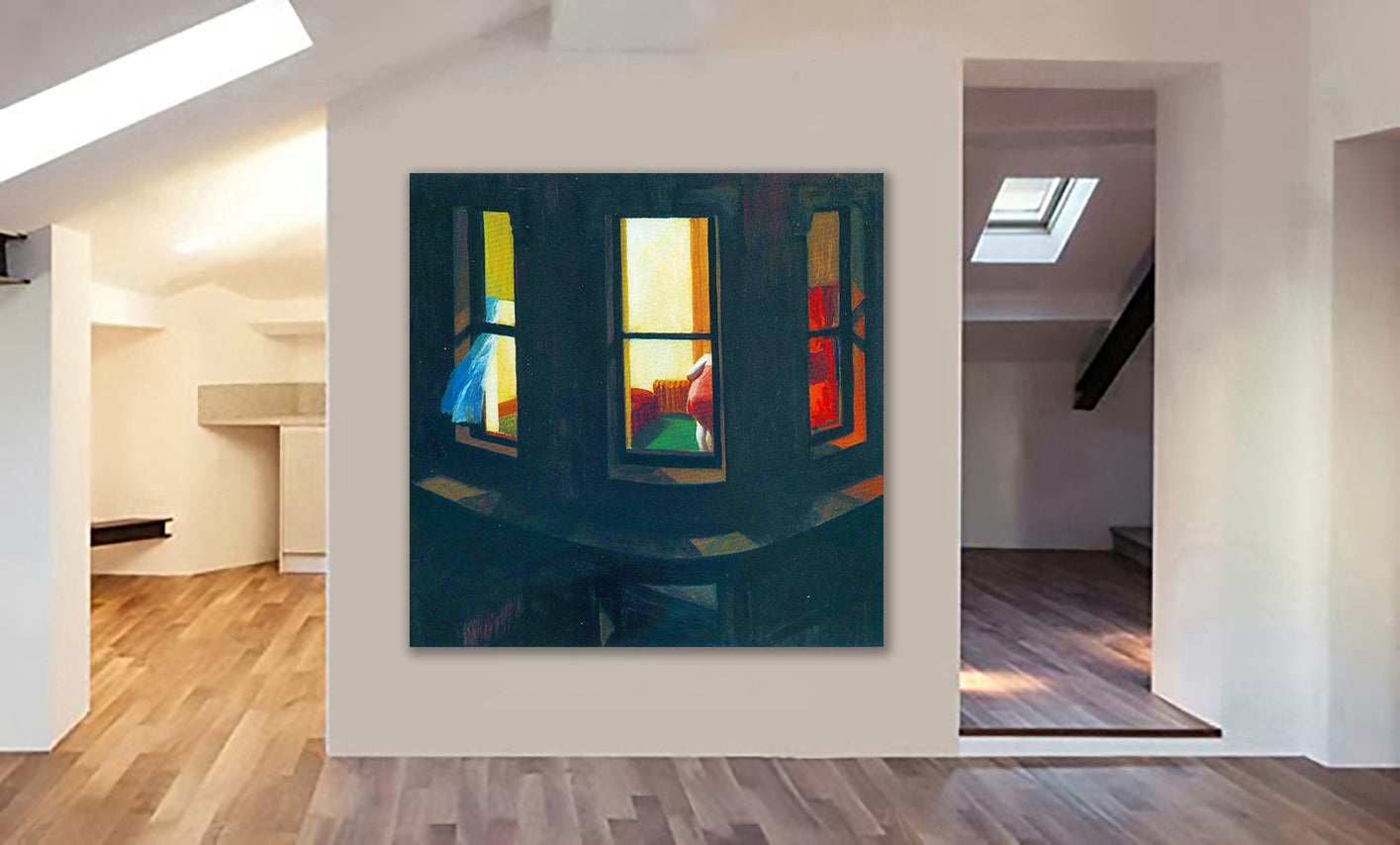 Night Windows Wall Art by Edward Hopper - Framed Canvas Wall Art Print - Various Sizes