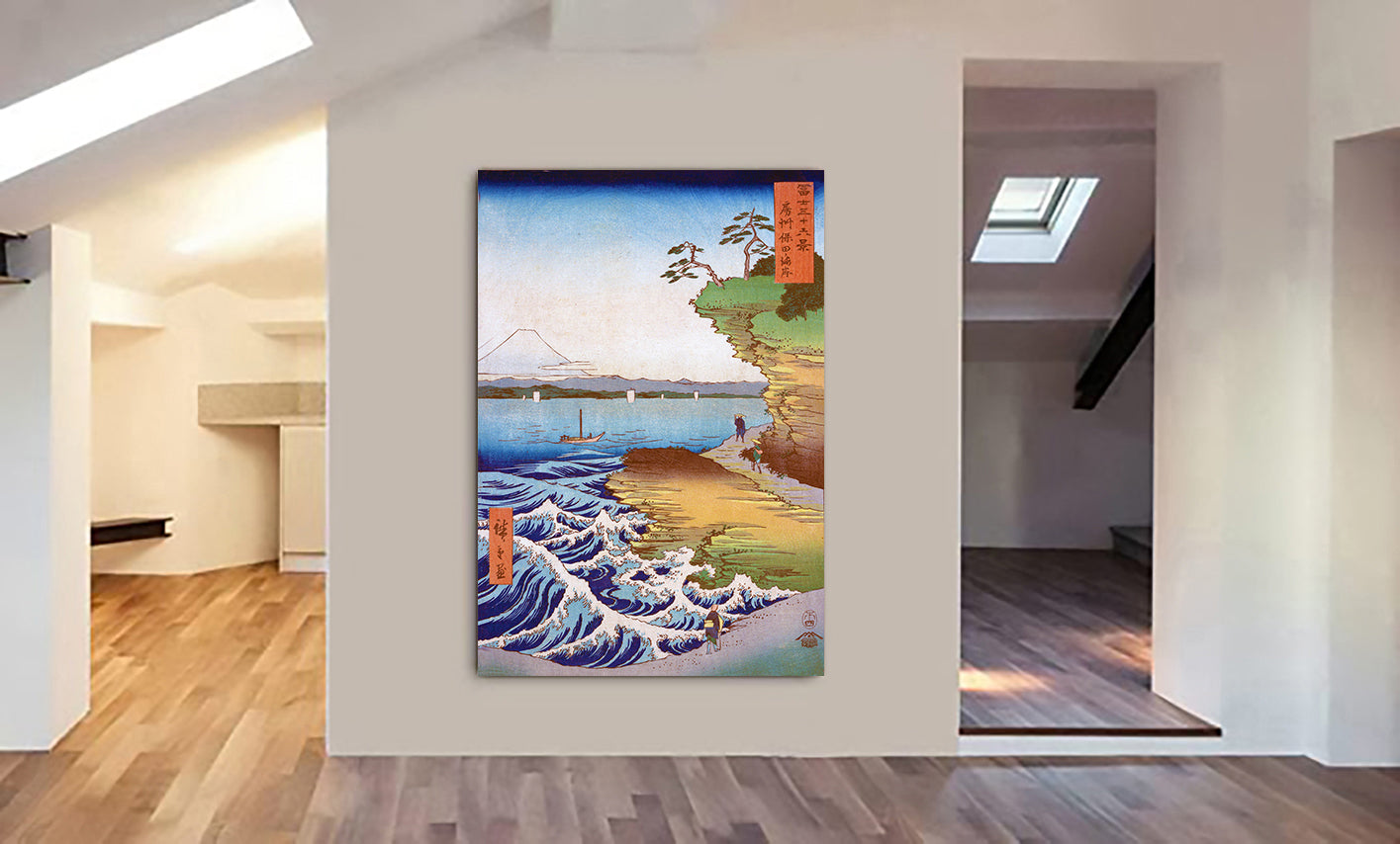 Seashore at Hoda, Province of Awa - Japanese Art by Utagawa Hiroshige - Canvas Wall Art Print - Various Sizes