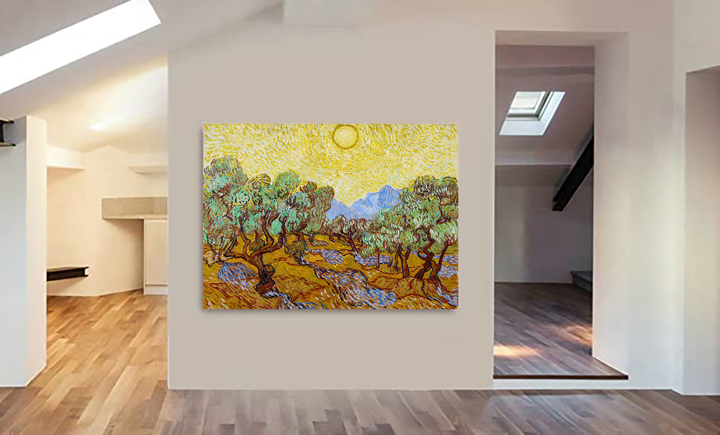 Olive Trees Wall Art by Vincent van Gogh - Canvas Wall Art Framed Print - Various Sizes