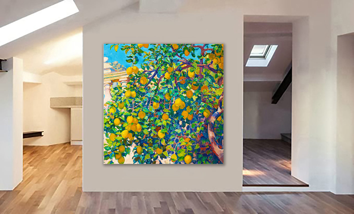 Lemon Tree Wall Art by Theo van Rysselberghe - Framed Canvas Wall Art Print - Various Sizes