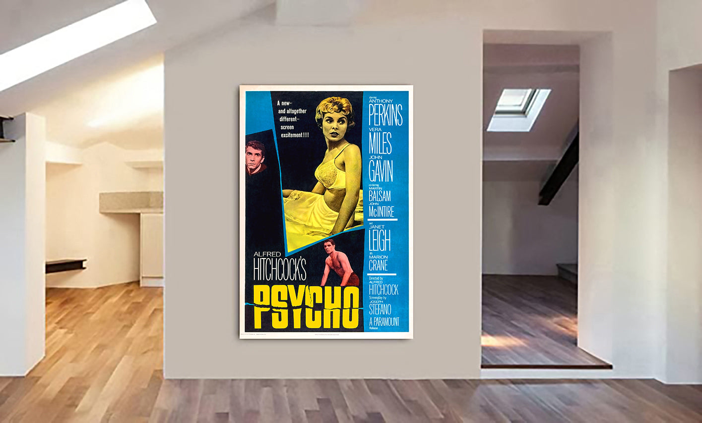Psycho - Alfred Hitchcock - Movie Wall Art - Canvas Wall Art Framed Print - Various Sizes