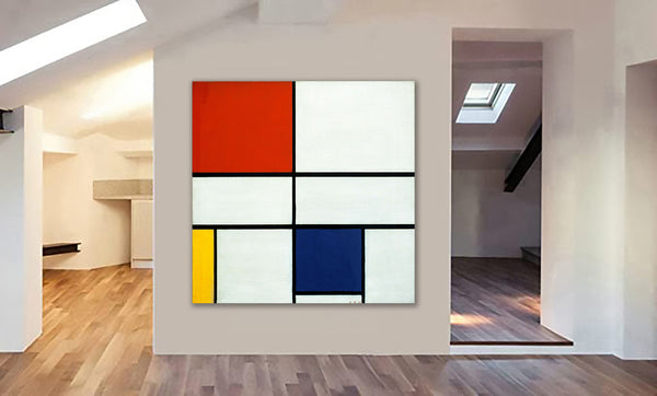 Piet Mondrian Composition - No.III with Red Yellow and Blue - Wall Art - Framed Canvas Wall Art Print - Various Sizes