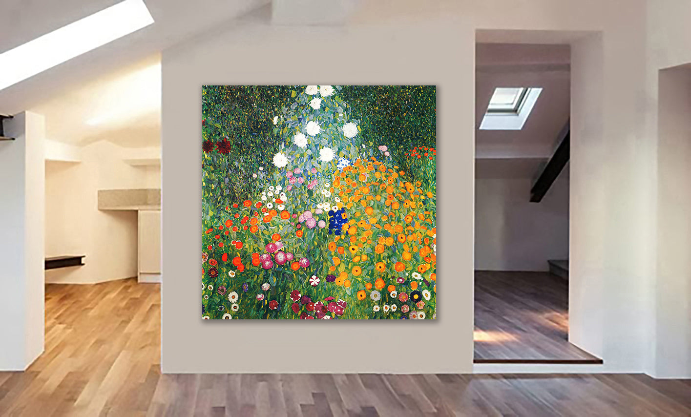 Flower Garden Wall Art by Gustav Klimt 1907 - Framed Canvas Wall Art Print - Various Sizes