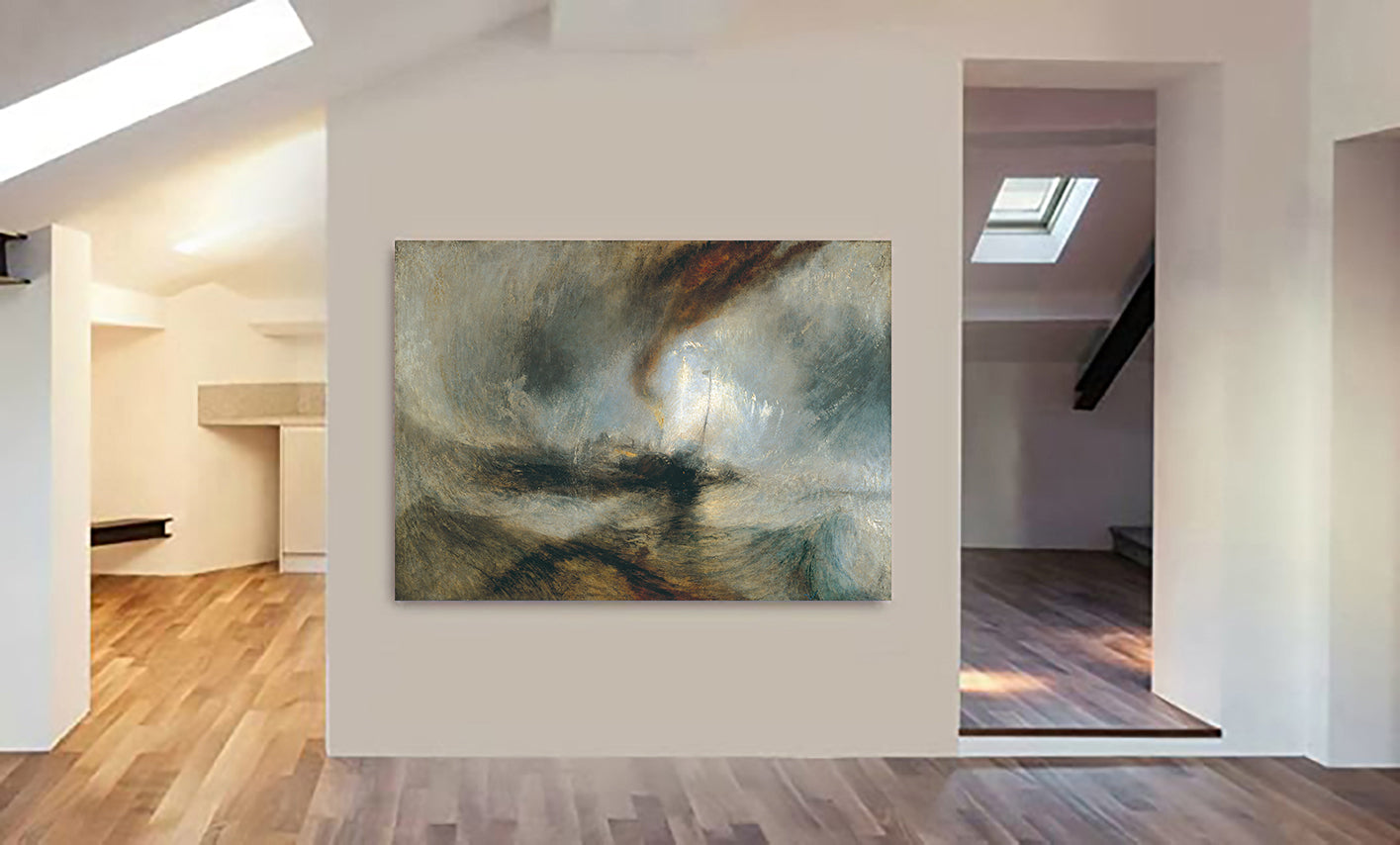 Snow Storm Steam Boat Off A Harbour's Mouth by J.M.W Turner - Canvas Wall Art Framed Print - Various Sizes