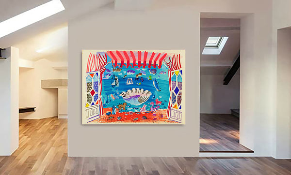 Theater Curtain For Ballet - Palm Beach by Raoul Dufy - Canvas Wall Art Framed Print - Various Sizes