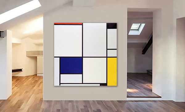 Tableau I - Bauhaus Art by Piet Mondrian - Framed Canvas Wall Art Print - Various Sizes