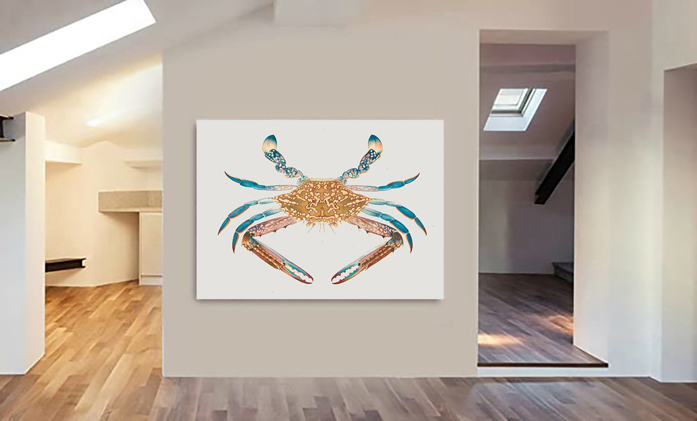 Crab - Kitchen Wall Art - Canvas Wall Art Framed Print - Various Sizes