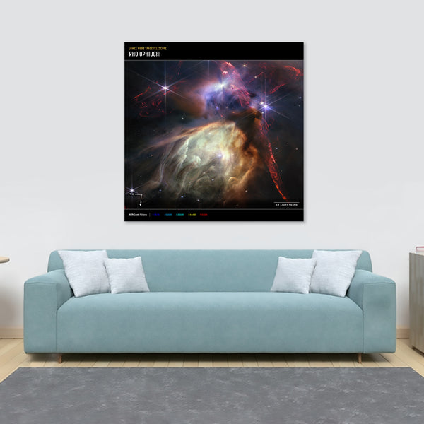 NASA - James Webb Telescope - Rho Ophiuchi (NIRCam Compass Image) Wall Art - Framed Canvas Wall Art Print - Various Sizes