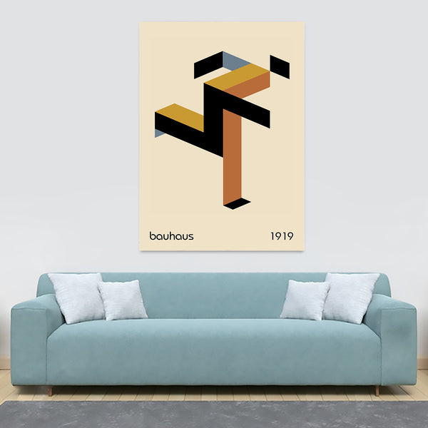 Bauhaus Running Man - Canvas Wall Art Framed Print - Various Sizes